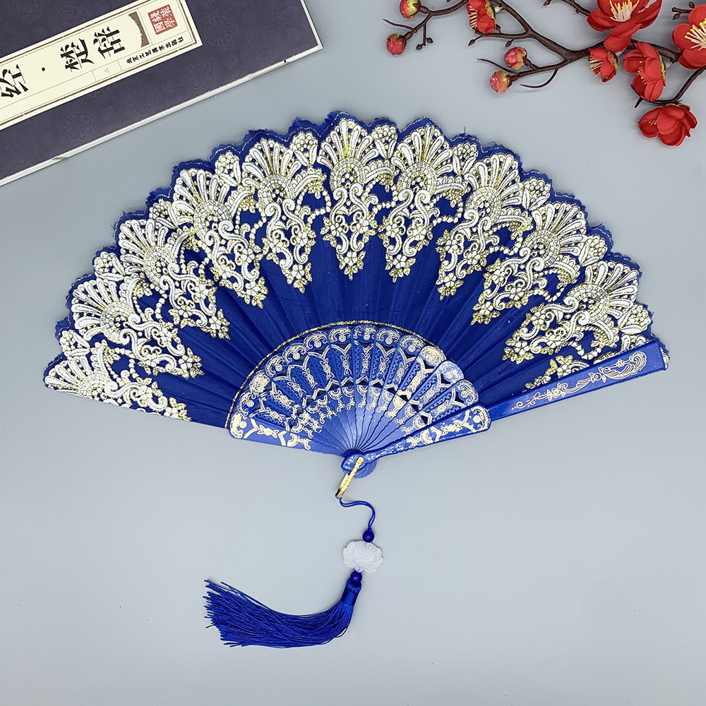 Tassel Fringe Trim - Китайский винтажный складной веер с золотым