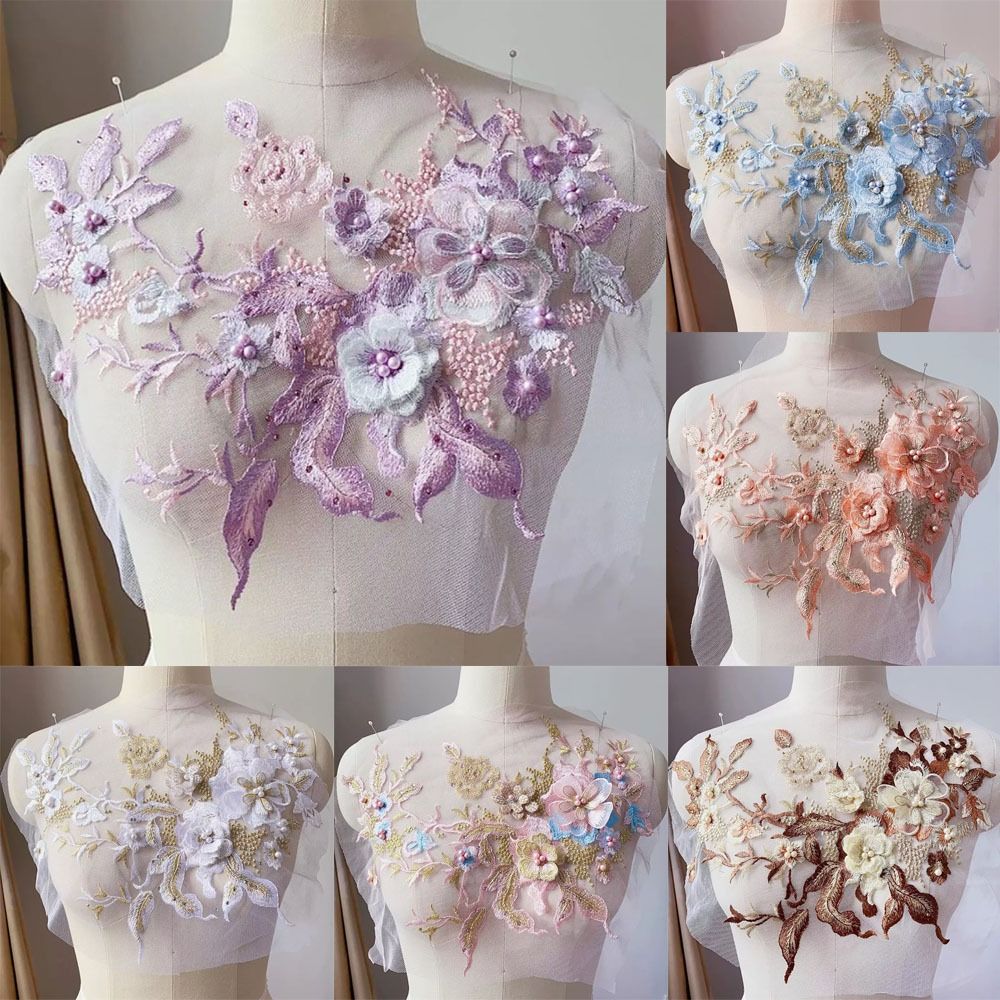 Embellishments For Scrapbooking - 3D цветы, расшитые бисером кружевные ткани,