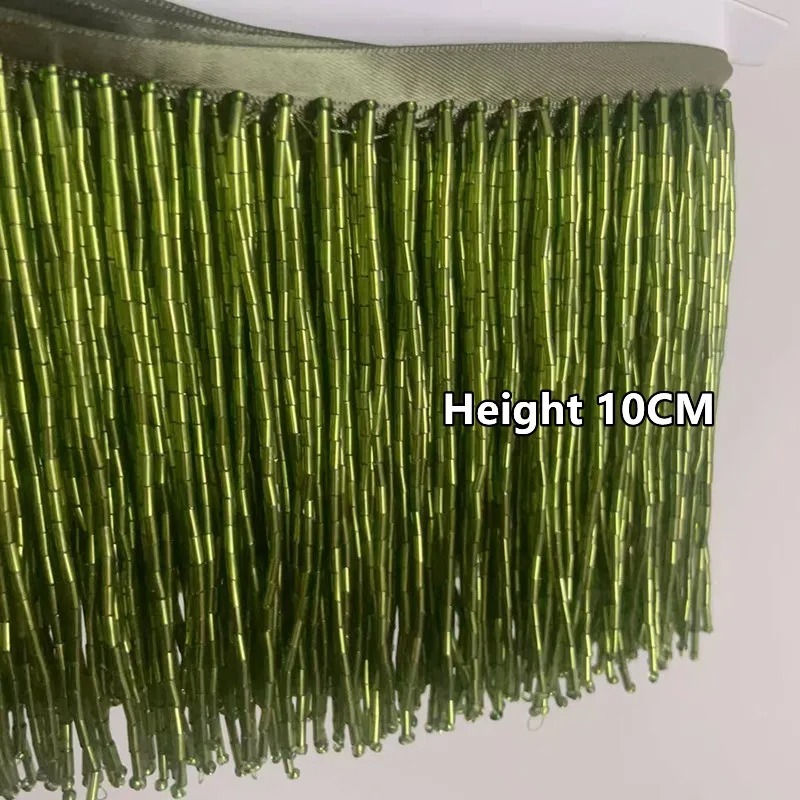 Tassel Fringe Trim - Бахрома из серебристо-красных бусин 10 см,