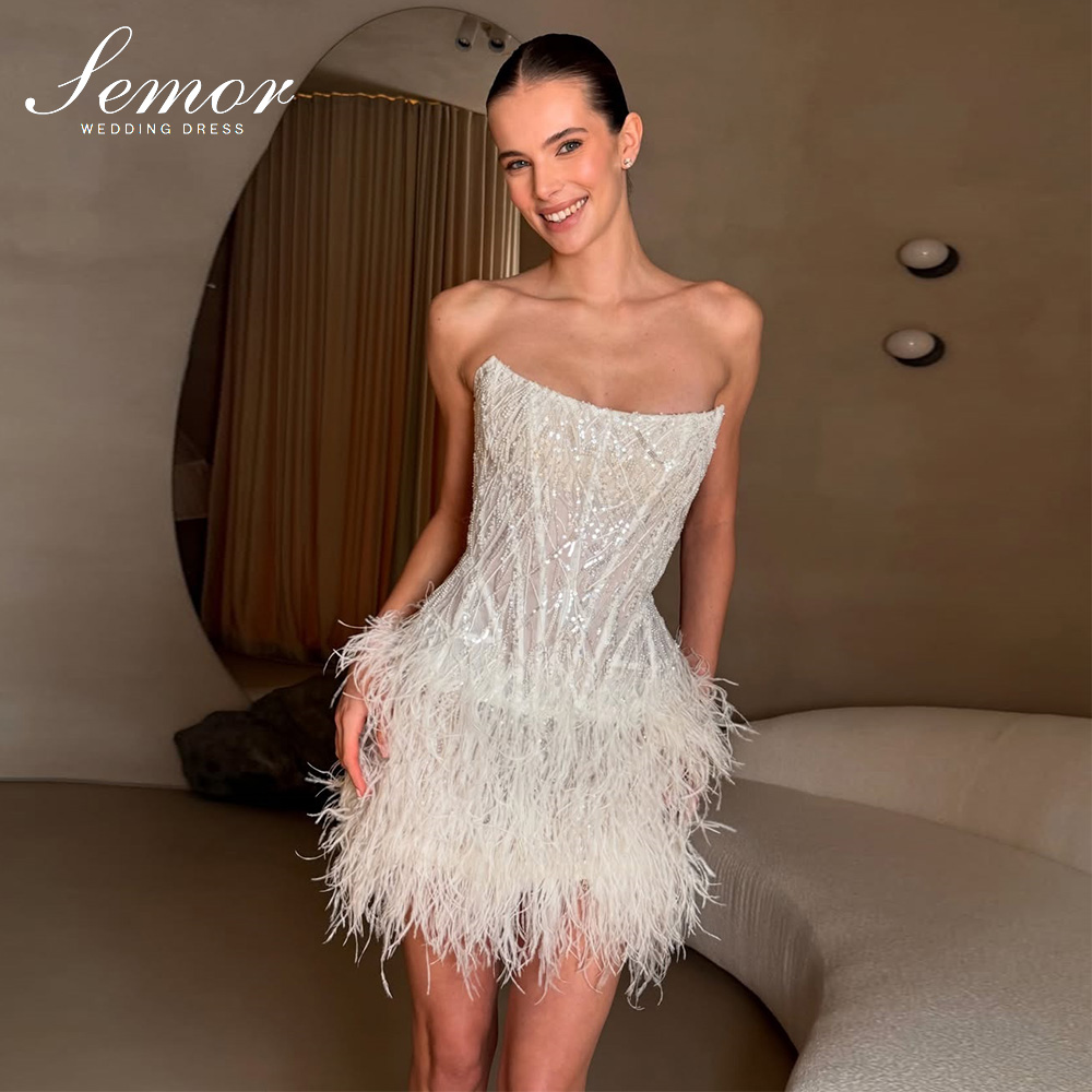 Tassel Fringe Trim - Изысканное короткое свадебное платье Semor с