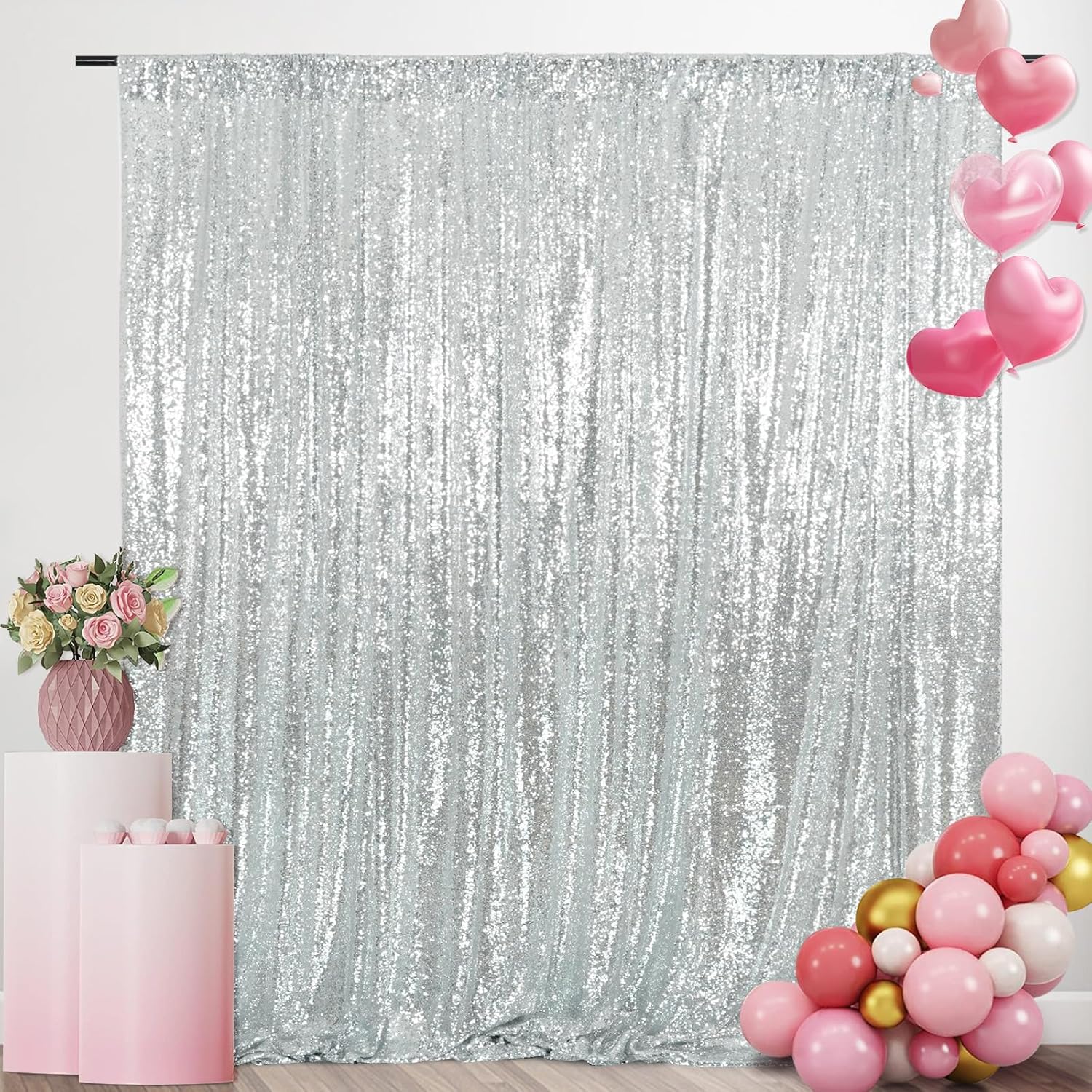Серебряные блестящие занавески – обзор и цена Sequin Fabric Panel