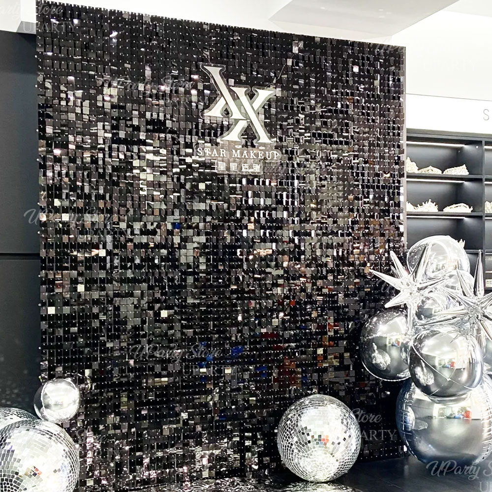 Черный мерцающий настенный фон – обзор и цена Sequin Fabric Panel