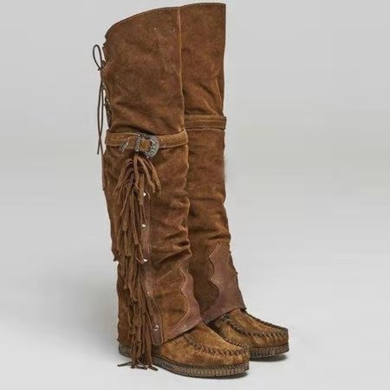 Новые женские сапоги-мокасины  – обзор и цена Tassel Fringe Trim